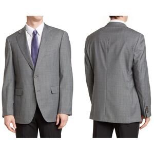 Anton Lane Men Grey Wool Blend Classic 2 Button Business Formal Blazer Size 38S